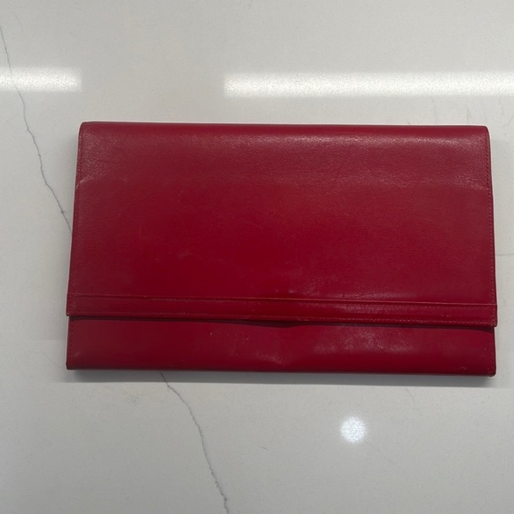 Koret Red Leather Vintage Envelope Clutch Large Wallet Evening Bag